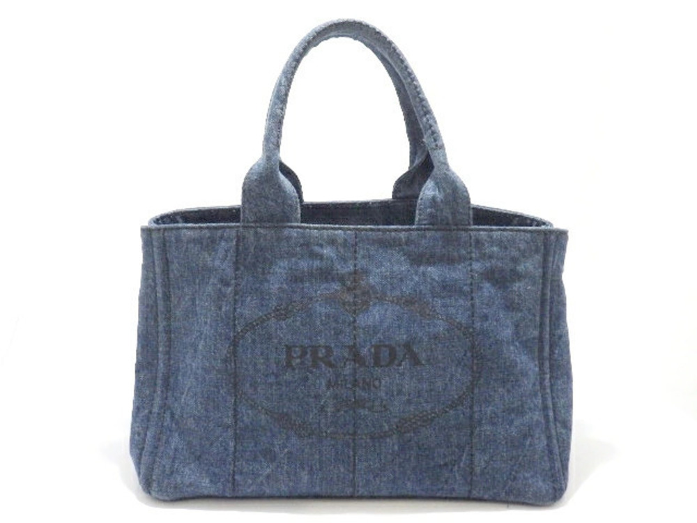 Prada Canapa Handbag Denim Blue